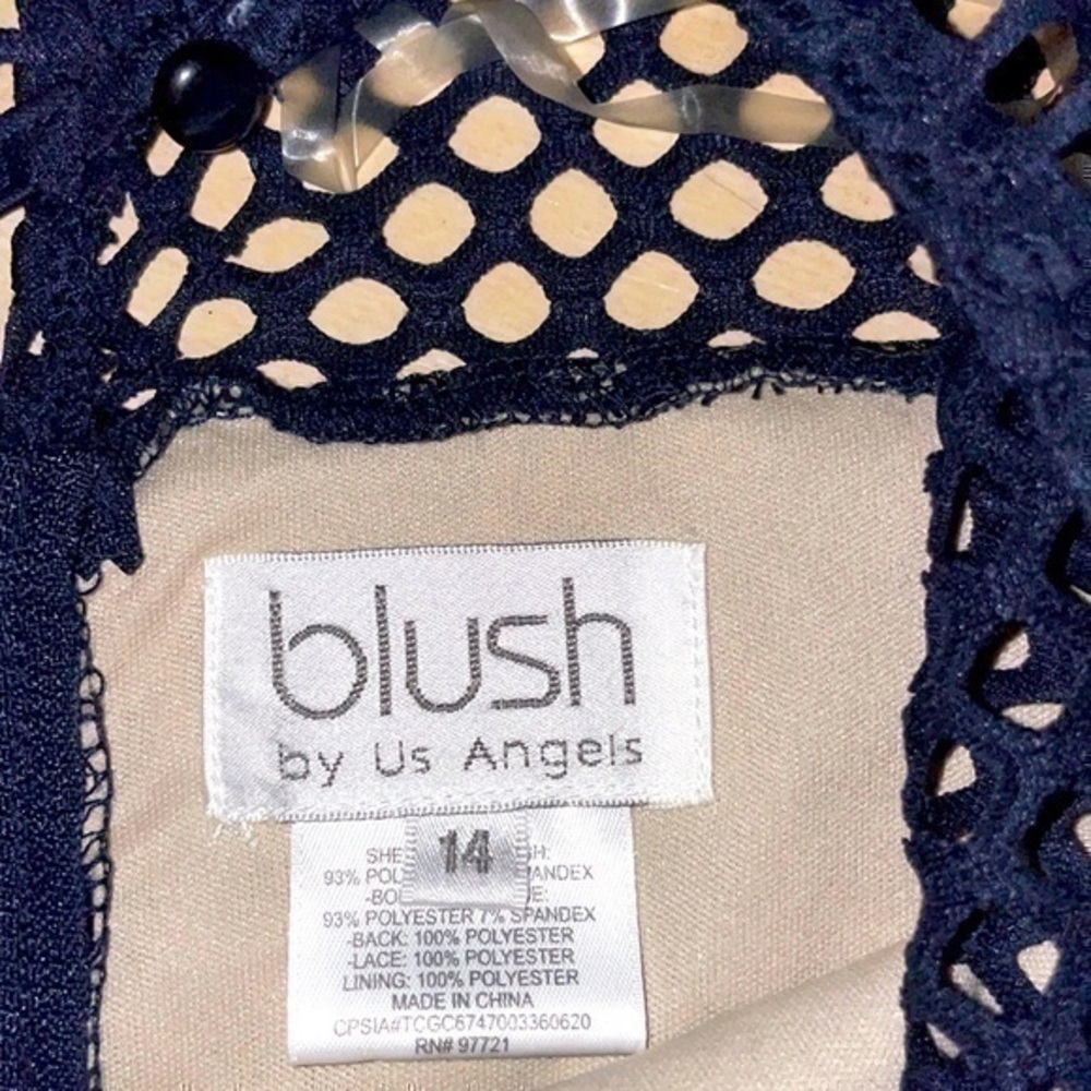 US ANGELS Girls' Color Block Lace Panel Dress in Navy size 14 gently preloved - Picture 6 of 11